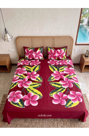 Hand Painted Rayon Bedsheet Set Queen Size